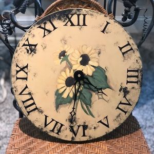 Handmade Wooden Clock With Sunflowers: SOLD